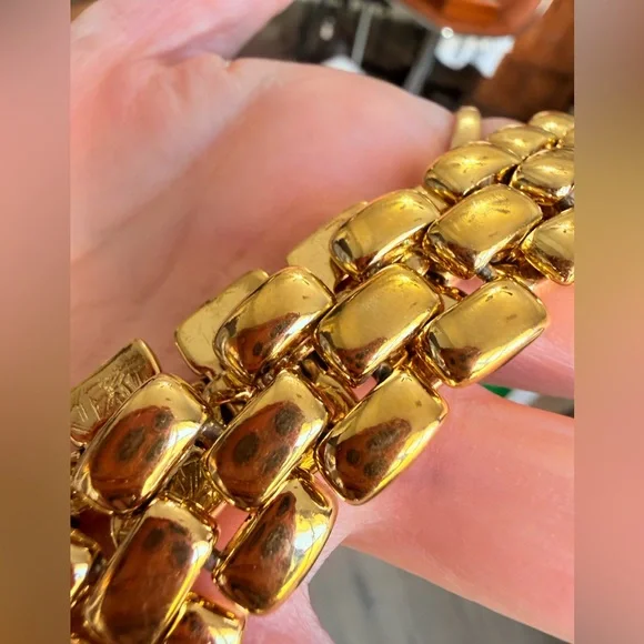 Heavy 124g Vintage AFJ Gold-Tone Panther Link Collar Necklace Bold Runway Choker - Picture 3 of 12